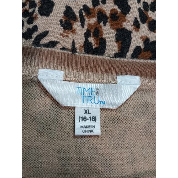Time and Tru‎ Sweater Ladies Extra Large Cheetah Cardigan - Picture 4 of 6